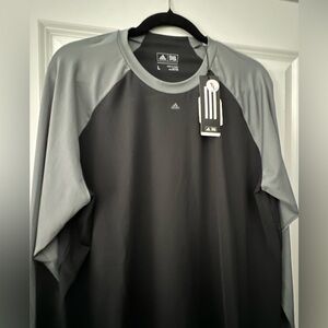 Adidas Men's Long Sleeve Black and Gray Tee